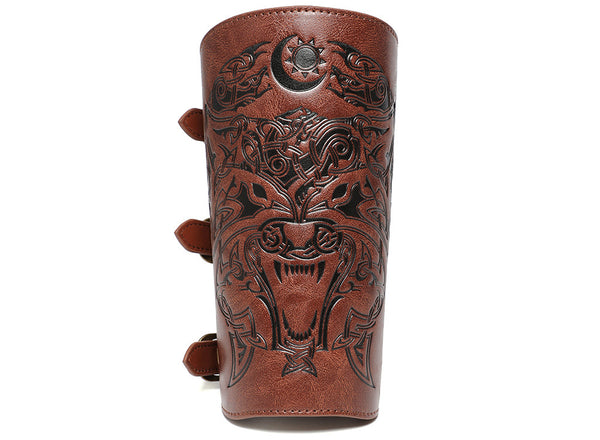 DEEPKEE original nubuck handmade full-grain genuine leather cowhide bag DEEPKEE Scandinavian Viking Style Embossed Armband FAS052