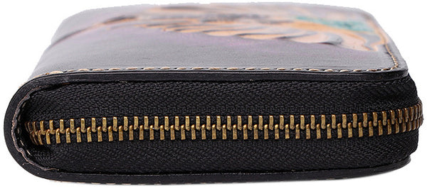 DEEPKEE original nubuck handmade full-grain genuine leather cowhide bag Tooled Ganesha Elephant God Handmade Leather Wallets #201123