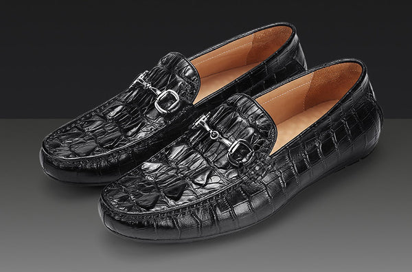 DEEPKEE original nubuck handmade full-grain genuine leather cowhide bag Handmade Crocodile Gommino Mens 6007-1