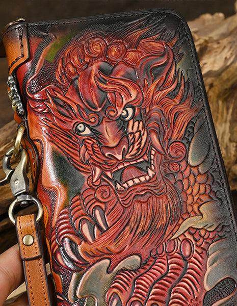 DEEPKEE original nubuck handmade full-grain genuine leather cowhide bag Deepkee Leather Carving Craft Wallet #YD-104