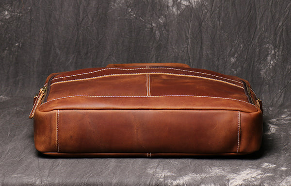 DEEPKEE original nubuck handmade full-grain genuine leather cowhide bag The Reagan Cowhide Briefcase #3359