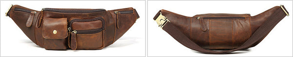 DEEPKEE original nubuck handmade full-grain genuine leather cowhide bag The Ultimate Leather Fanny Pack #6375
