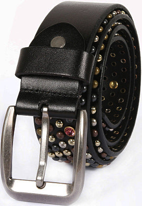 DEEPKEE original nubuck handmade full-grain genuine leather cowhide bag Small mushroom shaped glass nail rivet strip belt #211227