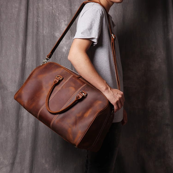 DEEPKEE original nubuck handmade full-grain genuine leather cowhide bag DEEPKEE LEATHER | The Lincoln Travel Bag No.30075