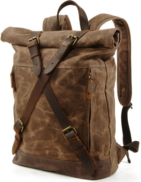 DEEPKEE original nubuck handmade full-grain genuine leather cowhide bag Cross Mountaineering Backpacks #9505