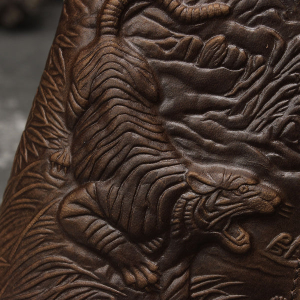 DEEPKEE original nubuck handmade full-grain genuine leather cowhide bag Deepkee Genuine Leather Bifold Wallet Organizer Checkbook Iron Chain #LD052