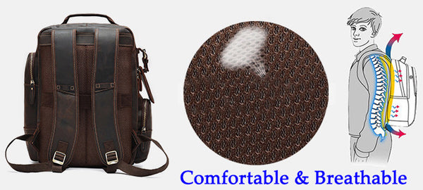 DEEPKEE original nubuck handmade full-grain genuine leather cowhide bag The Standard 15.6” Backpack #6597