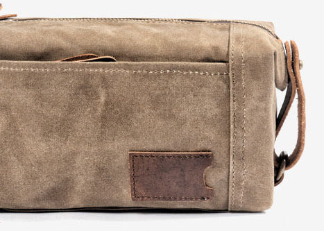 DEEPKEE original nubuck handmade full-grain genuine leather cowhide bag Canvas Leather waterproof wash bag for portable business trip, small organizer bag #6111Z