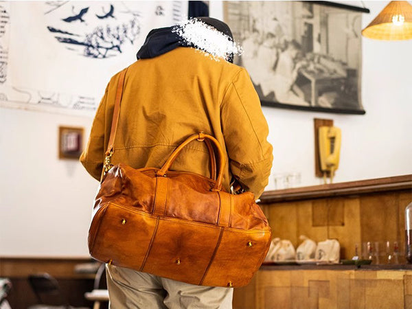 DEEPKEE original nubuck handmade full-grain genuine leather cowhide bag Weekender Bag LB6759