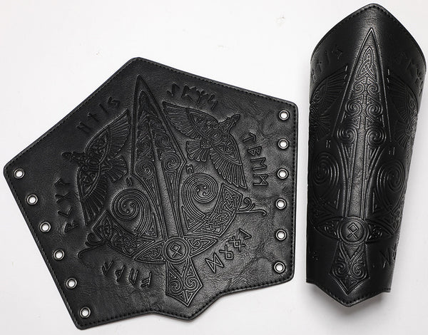 DEEPKEE original nubuck handmade full-grain genuine leather cowhide bag DEEPKEE Pirate Knights PU Lace-Up Wristband Arm Guards  FAS050