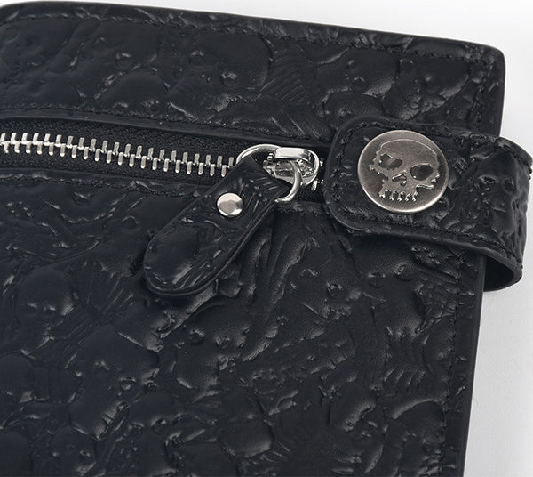 DEEPKEE original nubuck handmade full-grain genuine leather cowhide bag Studded Punk Religious Skull Wallet #579617