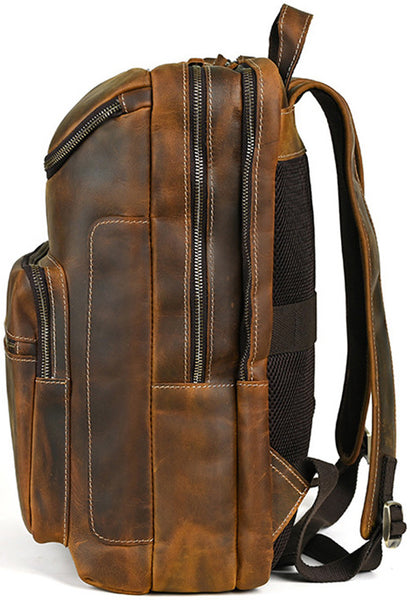 DEEPKEE original nubuck handmade full-grain genuine leather cowhide bag Leather Satchel Backpack #1430