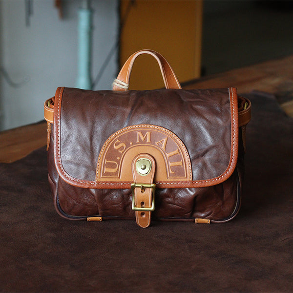 DEEPKEE original nubuck handmade full-grain genuine leather cowhide bag Literary Style Pleated, Vintage Messenger Bag No.190670