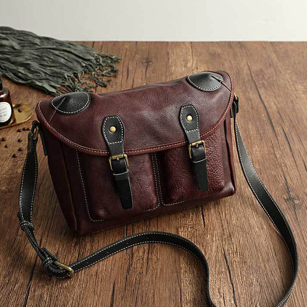 DEEPKEE original nubuck handmade full-grain genuine leather cowhide bag Handmade Vegetable Tanned Leather Cowhide Bag Crossbody #32043