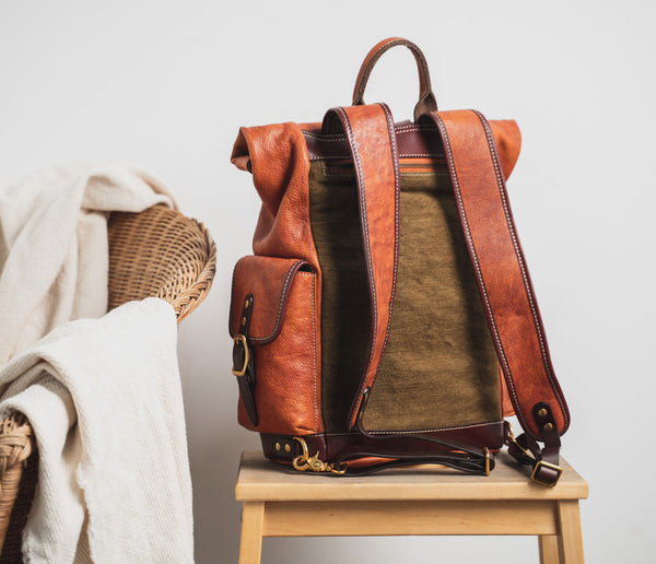 DEEPKEE original nubuck handmade full-grain genuine leather cowhide bag DEEPKEE leather handmade backpack 2017982