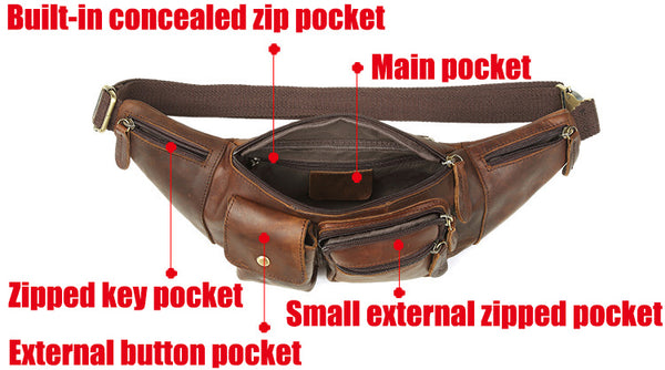 DEEPKEE original nubuck handmade full-grain genuine leather cowhide bag The Ultimate Leather Fanny Pack #6375