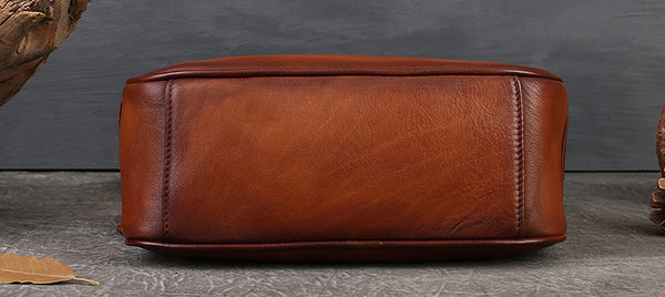 DEEPKEE original nubuck handmade full-grain genuine leather cowhide bag Unisex Leather Boston Bag No.9096