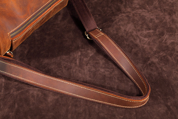 DEEPKEE original nubuck handmade full-grain genuine leather cowhide bag Vintage Leather Cylindricity Crossbody Bags No.SF061