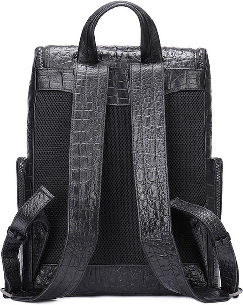 DEEPKEE original nubuck handmade full-grain genuine leather cowhide bag DEEPKEE real LEATHER Crocodile Design Style Cowhide Backpack #1269