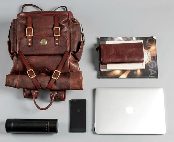 DEEPKEE original nubuck handmade full-grain genuine leather cowhide bag DEEPKEE leather handmade backpack 2017982