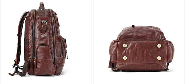 DEEPKEE original nubuck handmade full-grain genuine leather cowhide bag The Standard 15.6” Backpack #6597