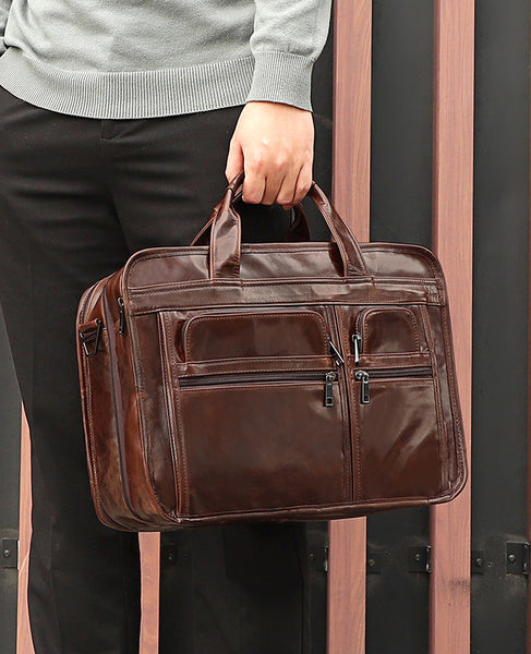 DEEPKEE original nubuck handmade full-grain genuine leather cowhide bag The DEEPKEE Executive attaché case #7093C