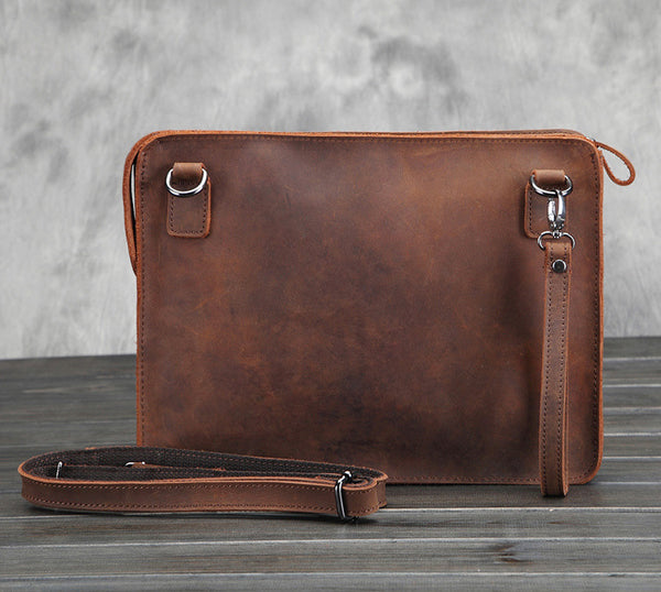 DEEPKEE original nubuck handmade full-grain genuine leather cowhide bag Classy Leather Mens Work Wirstlet Cluch Messenger Bag For Men #100072