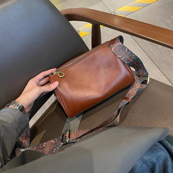 DEEPKEE original nubuck handmade full-grain genuine leather cowhide bag Cowhide Crossbody Bag 7115-D