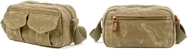 DEEPKEE original nubuck handmade full-grain genuine leather cowhide bag Leather&Canvas Fanny Pack Bag #5032