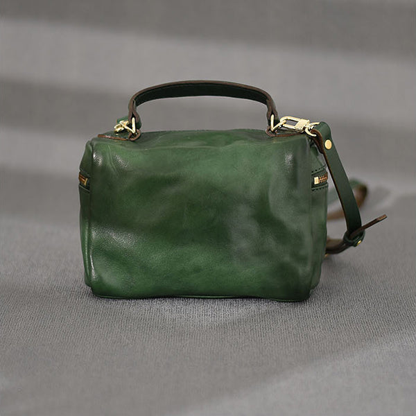 DEEPKEE original nubuck handmade full-grain genuine leather cowhide bag DEEPKEE Vegetable Tanned Cowhide Niche Premium Hand Small Square Bag #231006