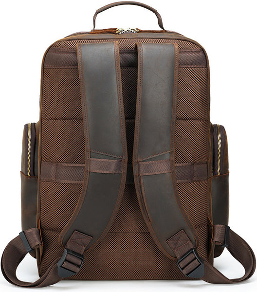 DEEPKEE original nubuck handmade full-grain genuine leather cowhide bag Deepkee Full-grain Leather Large Capacity Travel Cowhide Backpack #3709