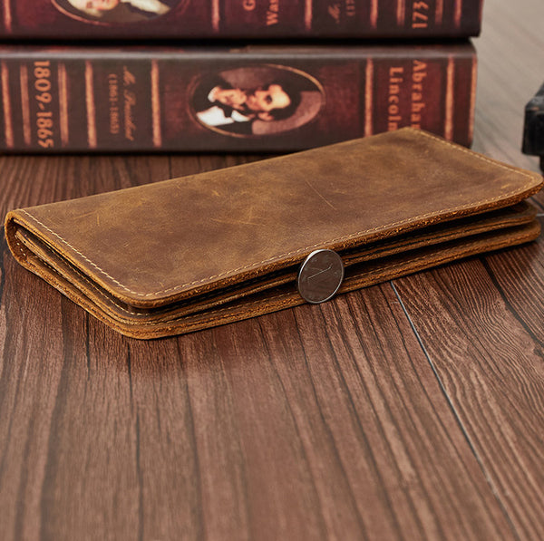 DEEPKEE original nubuck handmade full-grain genuine leather cowhide bag The Long Wallet #2043