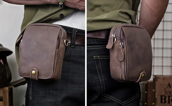 DEEPKEE original nubuck handmade full-grain genuine leather cowhide bag 2 in 1 Shoulder Bag,Genuine Leather Crossbody Waist Belt Bag No.8133