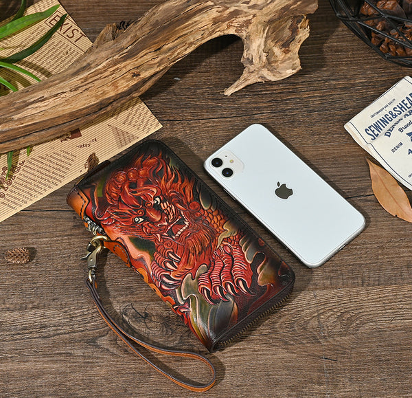 DEEPKEE original nubuck handmade full-grain genuine leather cowhide bag Deepkee Leather Carving Craft Wallet #YD-104