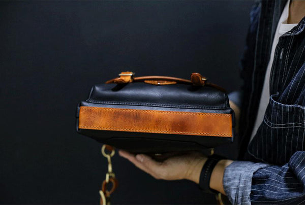 DEEPKEE original nubuck handmade full-grain genuine leather cowhide bag Vegetable Tanned Leather Unisex Satchel Bag #674