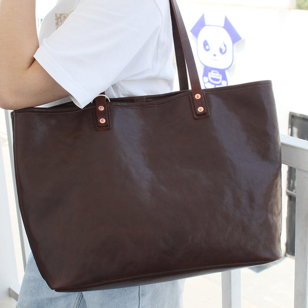 DEEPKEE original nubuck handmade full-grain genuine leather cowhide bag Vegetable Tanned Leather Cowhide Large Capacity Shopping Shoulder Bag KM-5276