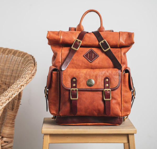 DEEPKEE original nubuck handmade full-grain genuine leather cowhide bag DEEPKEE leather handmade backpack 2017982