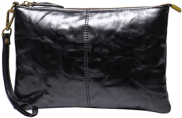 DEEPKEE original nubuck handmade full-grain genuine leather cowhide bag DEEPKEE Handmde Leather Slim Clutch Wallet Wristlet Purse #75022