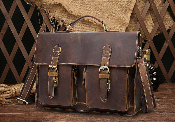 DEEPKEE original nubuck handmade full-grain genuine leather cowhide bag The Classic cowhide men's handbag briefcase #9033