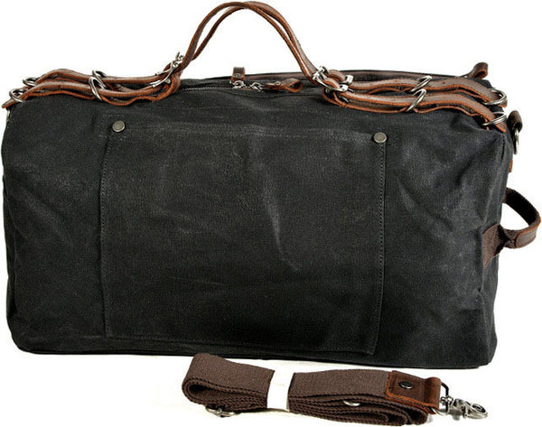 DEEPKEE original nubuck handmade full-grain genuine leather cowhide bag American military style distressed thick waxed canvas with solid craftsmanship Duffle bag #9518