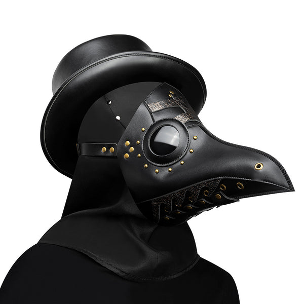 DEEPKEE original nubuck handmade full-grain genuine leather cowhide bag Punk Halloween Plague Doctor Mask Headgear #FPBM059