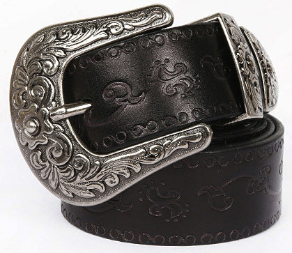 DEEPKEE original nubuck handmade full-grain genuine leather cowhide bag Personalized Carved Trend Belt #211216