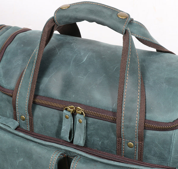 DEEPKEE original nubuck handmade full-grain genuine leather cowhide bag The Cambridge Travel Luggage Bag #0571-1