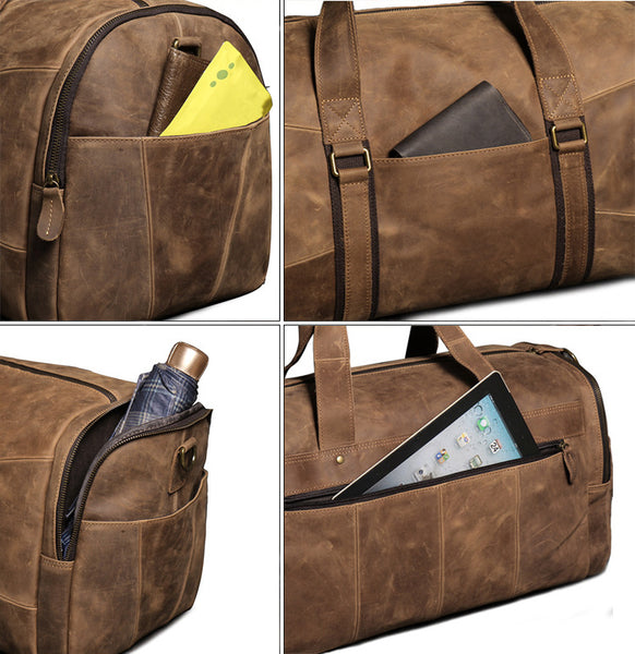 DEEPKEE original nubuck handmade full-grain genuine leather cowhide bag DEEPKEE LEATHER | Craig Retro Luggage Bag No.1219_2