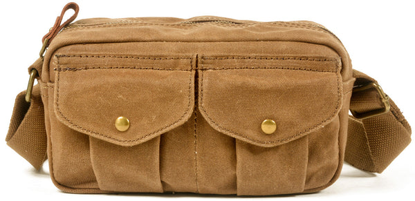 DEEPKEE original nubuck handmade full-grain genuine leather cowhide bag Leather&Canvas Fanny Pack Bag #5032