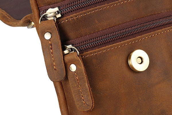 DEEPKEE original nubuck handmade full-grain genuine leather cowhide bag Leather Belt Pouch Cool Mini Shoulder Belt Bags No.3133