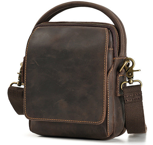 DEEPKEE original nubuck handmade full-grain genuine leather cowhide bag Best Leather Vertical Handbag Side Bag Messenger Bag #6567