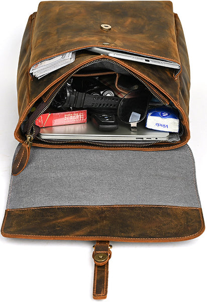 DEEPKEE original nubuck handmade full-grain genuine leather cowhide bag Travel Rucksack School Backpack No1811