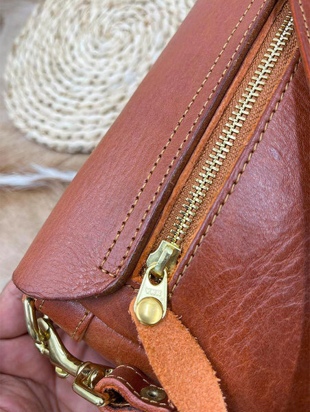 DEEPKEE original nubuck handmade full-grain genuine leather cowhide bag Handicraft Pure Leather Saddle Bag #43022