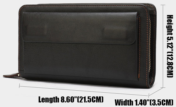 DEEPKEE original nubuck handmade full-grain genuine leather cowhide bag Deepkee Cowhide Single/Double-Layered Zip Wallet #9069